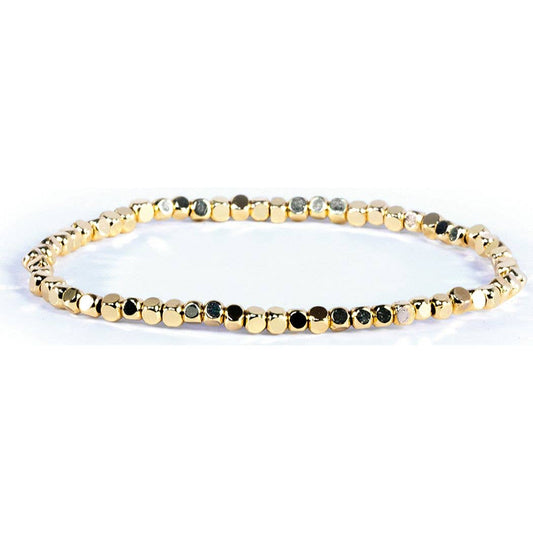 Small (3mm) Cube Bead Bracelet - Gold