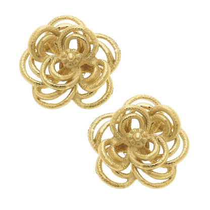 Gold Open Flower Studs