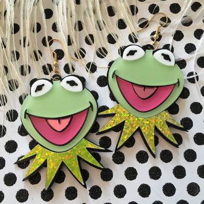 Miss Piggy And Kermit Earrings