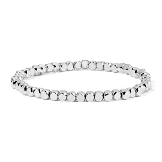 Medium (4mm) Cube Bead Bracelet - Silver