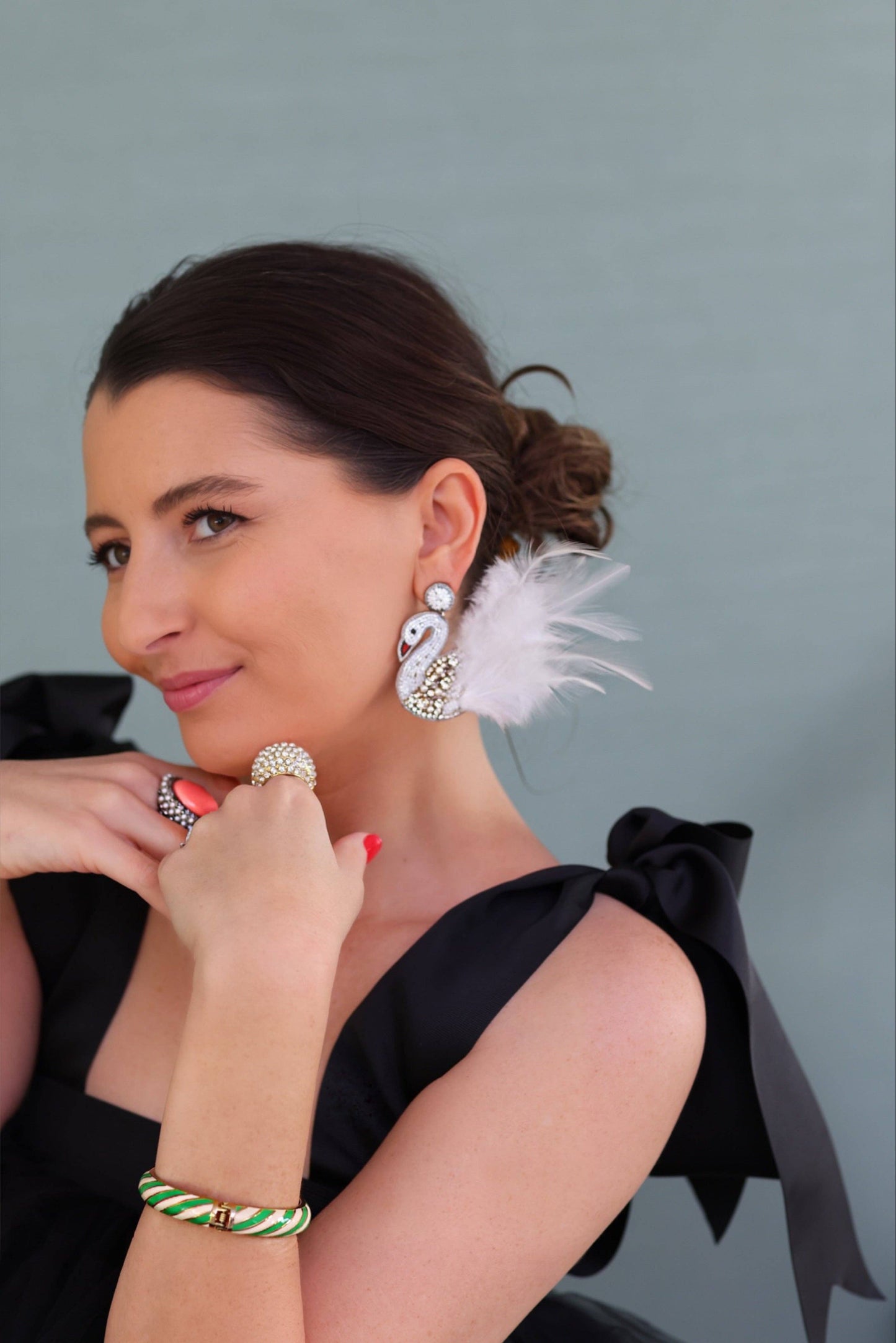 Beth Ladd Collections - White Swan Feather Earrings