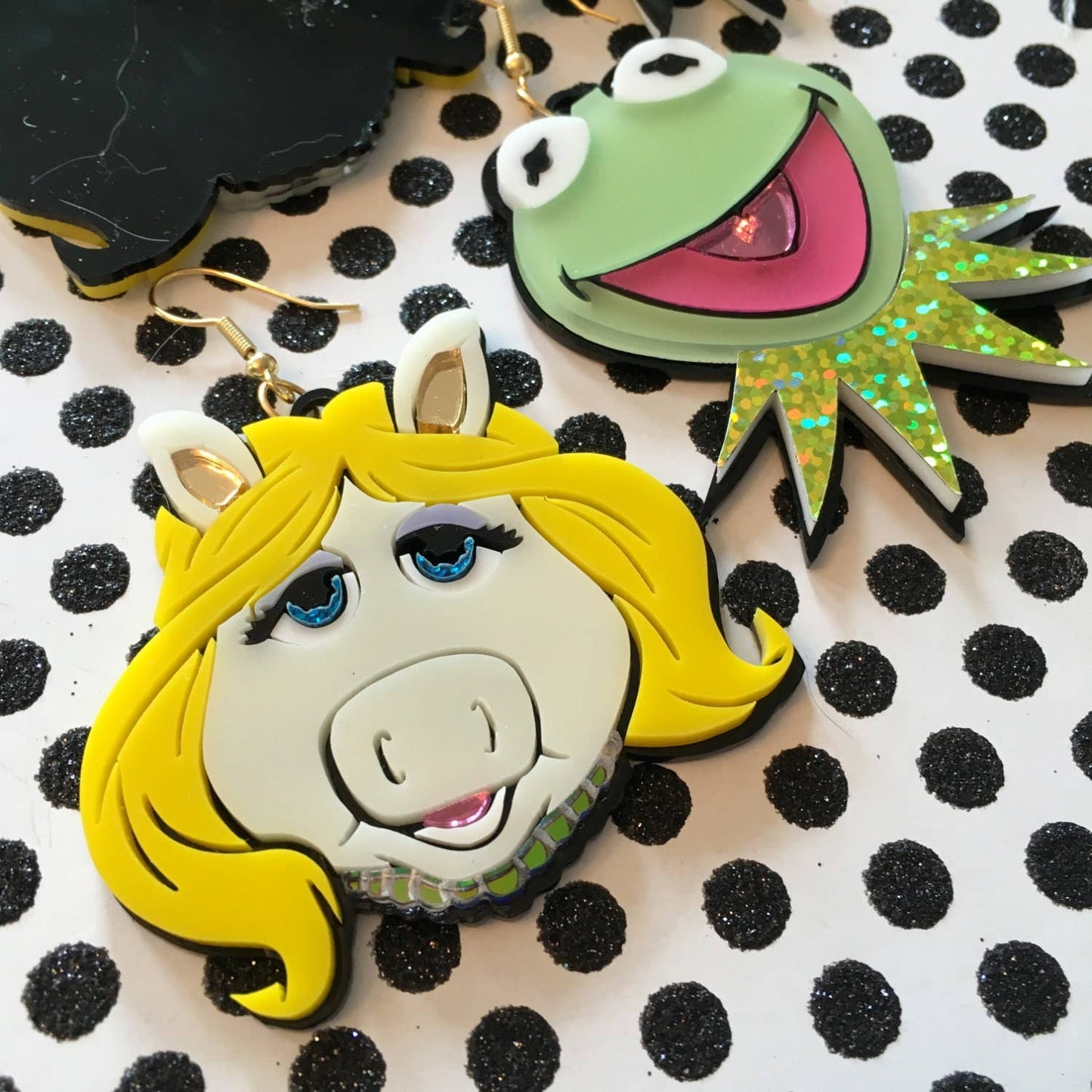 Miss Piggy And Kermit Earrings