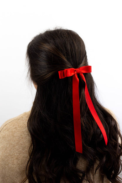 Grace & Grandeur Micro Alice Matte Satin Bow Barrette