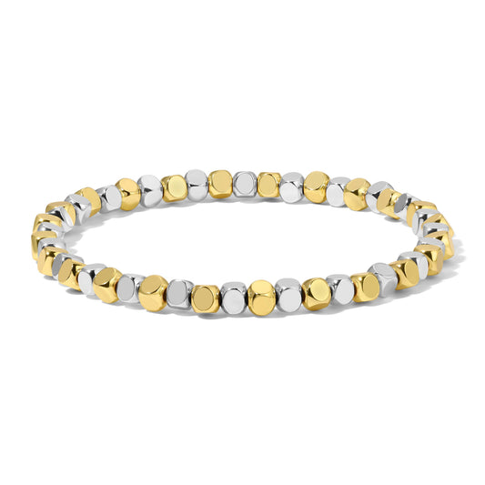 Medium (4mm) Cube Bead Bracelet - Silver & Gold