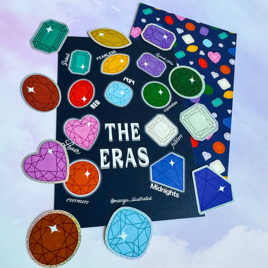 Eras Tour Gems sparkle sticker set with mini art print