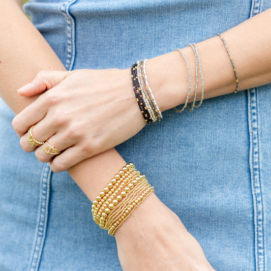 Gold Stretch Bead Bracelet