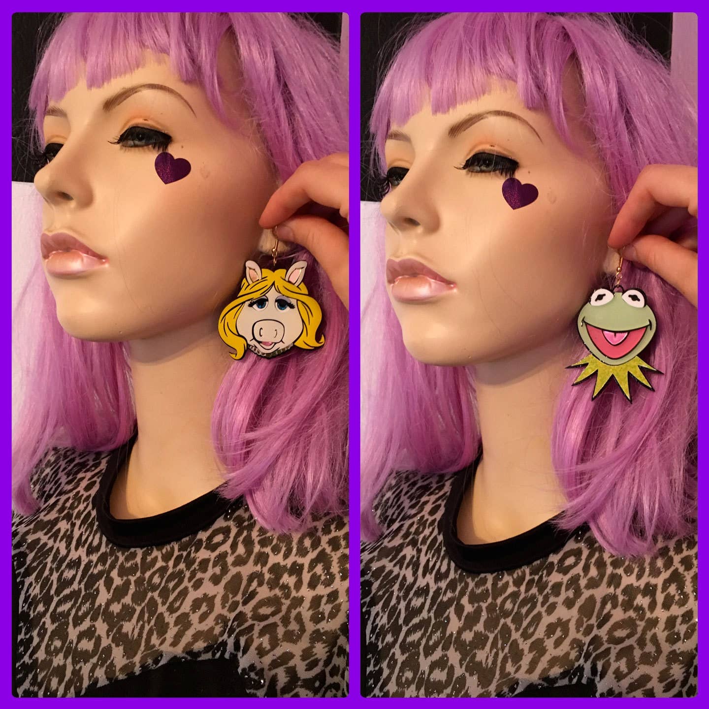 Miss Piggy And Kermit Earrings