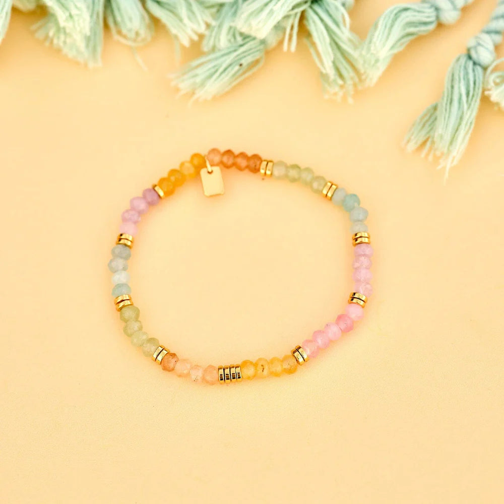 Ombre Rainbow Bead Stretch Bracelet