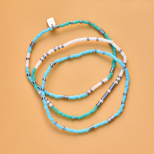 Pura Vida-Mixed Seeds Stretch Bracelet Set of 3