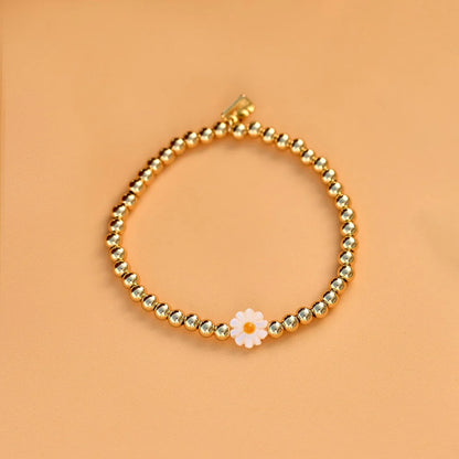 Daisy Gold Bead Stretch Bracelet