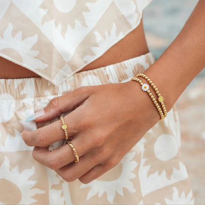 Daisy Gold Bead Stretch Bracelet