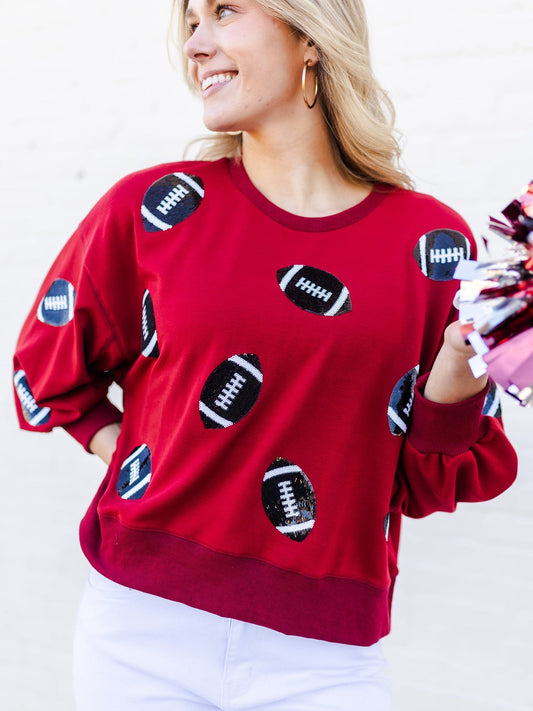 Millie Sweatshirt | Footballs Garnet + Black