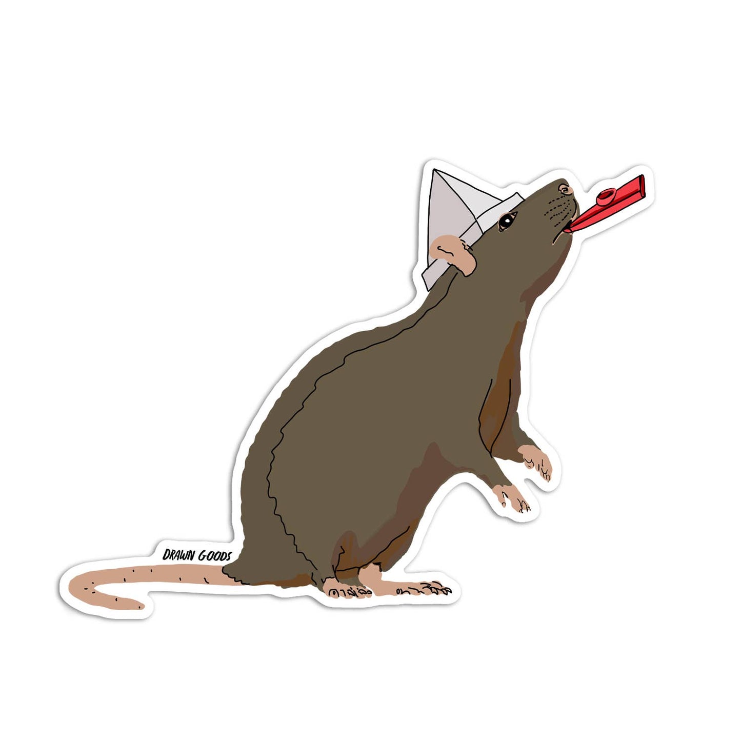 Kazoo Party Rat Sticker (brown)