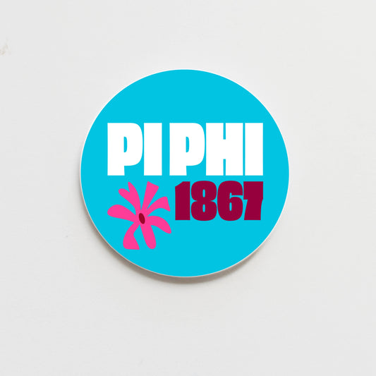 Pi Beta Phi Funky Floral  Greek Button - 3.00 inch