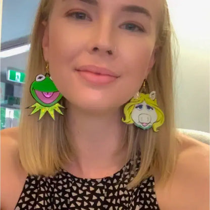 Miss Piggy And Kermit Earrings