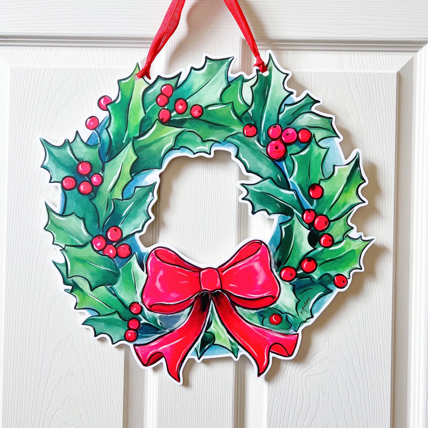 Home Malone - Holly Holiday Wreath Door Hanger - Christmas Outdoor Decor