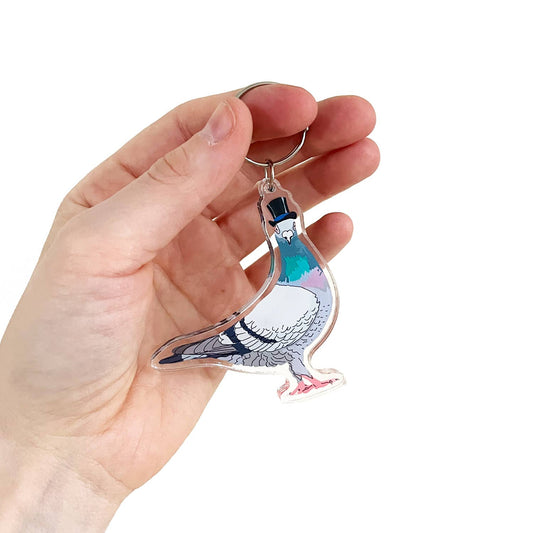 Top Hat Pigeon Keychain