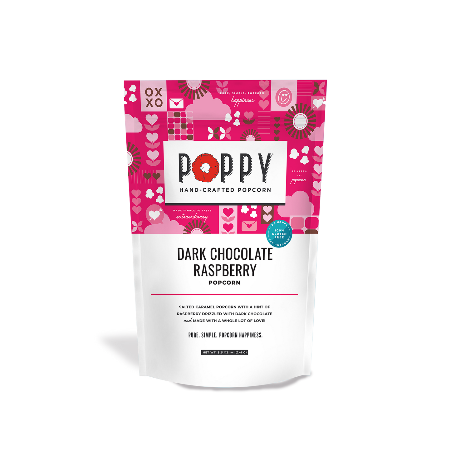 Poppy Hand-Crafted Popcorn - Dark Chocolate Raspberry Popcorn