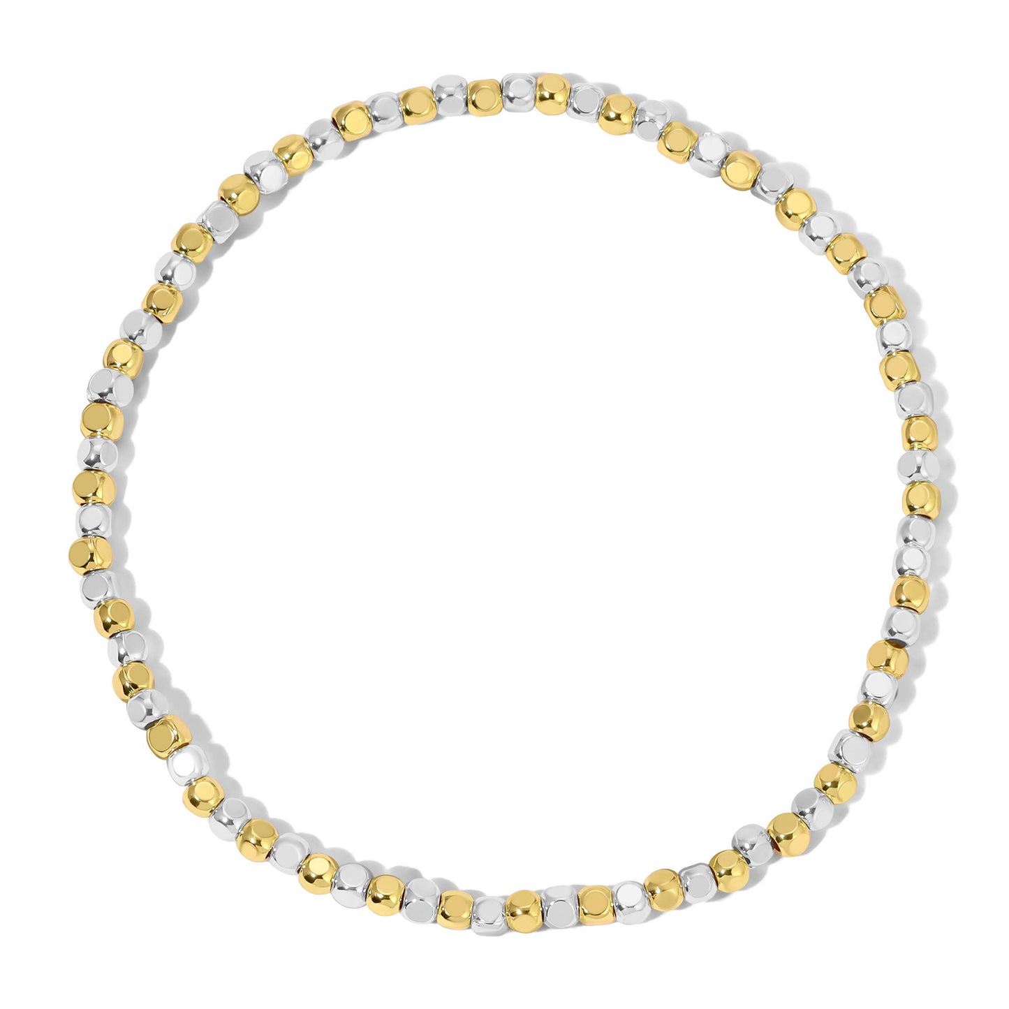 Petite (2.5mm) Cube Bead Bracelet - Silver & Gold