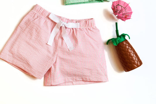 Love That Cotton - Seersucker Lounge Shorts Pink