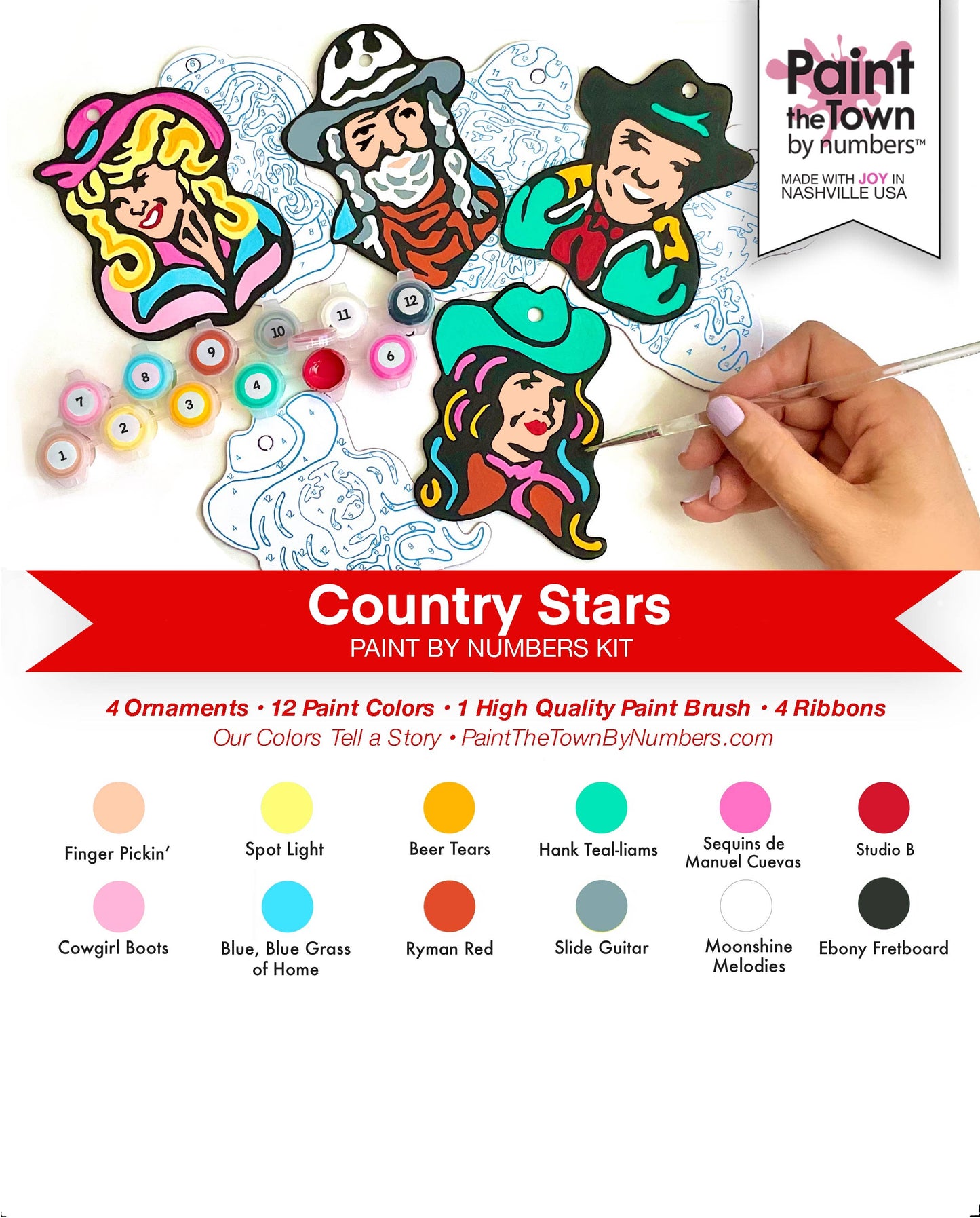 Paint the Town by Numbers - Country Stars Ornaments / Die Cut Paint by Number