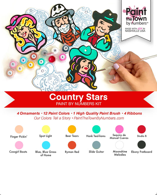 Paint the Town by Numbers - Country Stars Ornaments / Die Cut Paint by Number