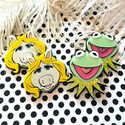 Miss Piggy And Kermit Earrings