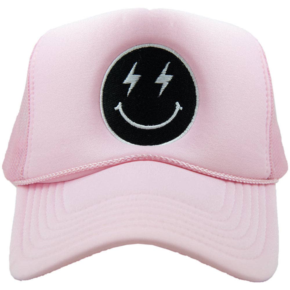 Black Happy Face Embroidered Hat