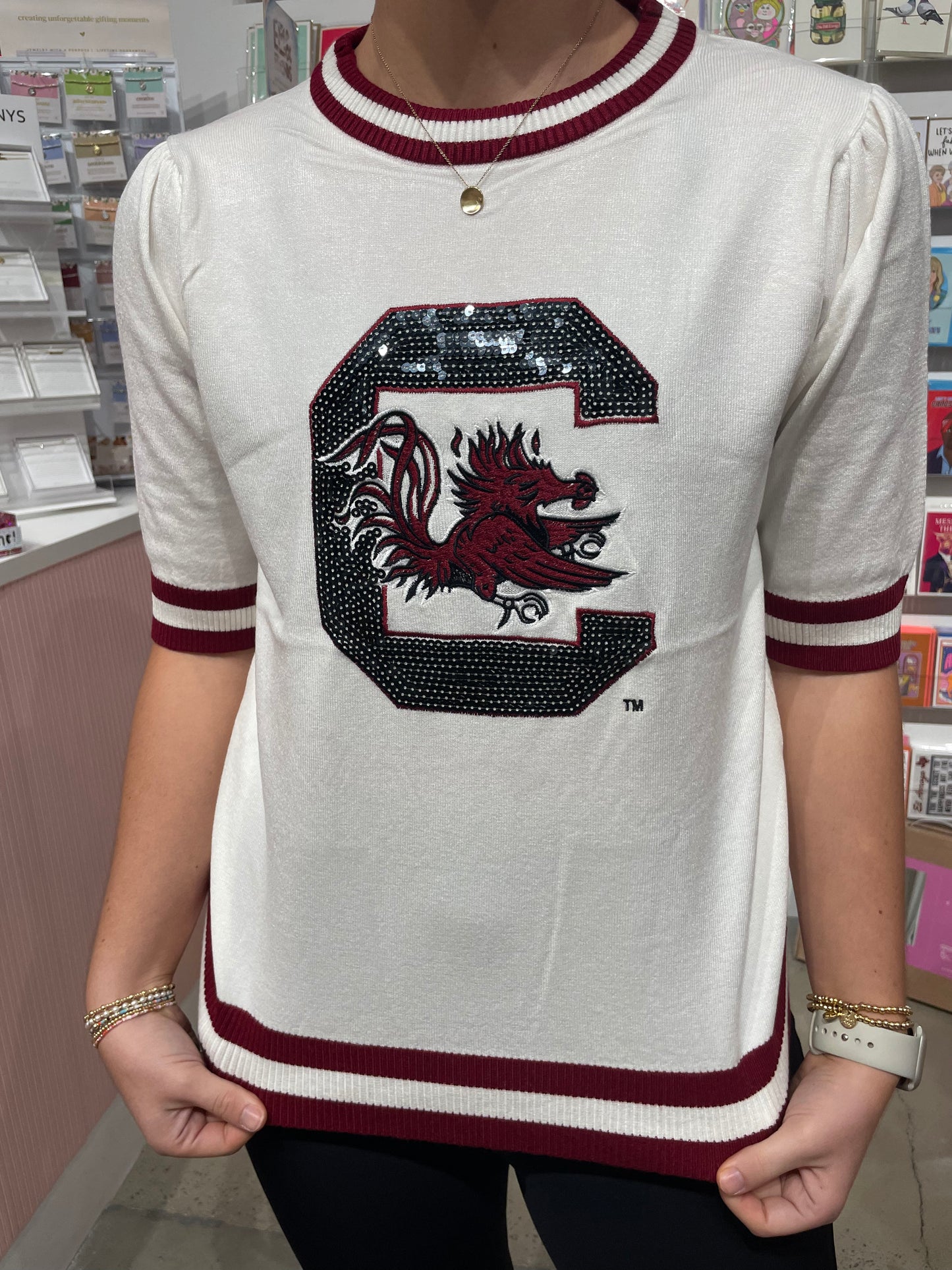 University of South Carolina Short Sleeved Sequin Sweater