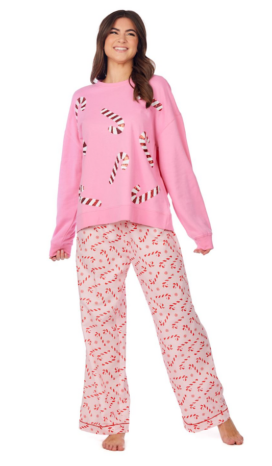 Pink Candy Cane Pajama Pants