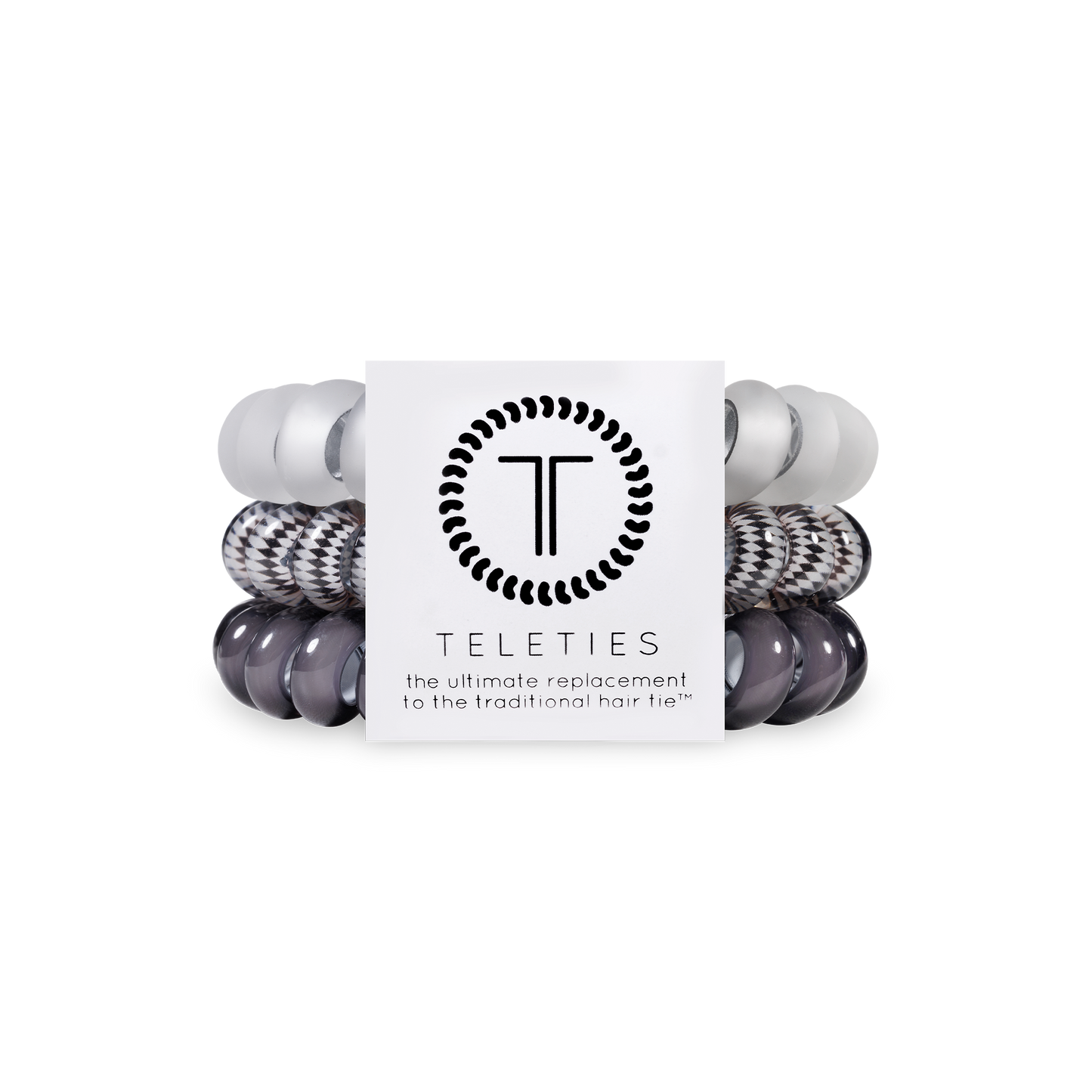 TELETIES - Spiral Hair Coils | Large | Silver Flames Hair Ties