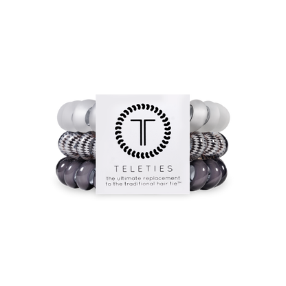 TELETIES - Spiral Hair Coils | Large | Silver Flames Hair Ties