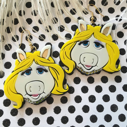 Miss Piggy And Kermit Earrings