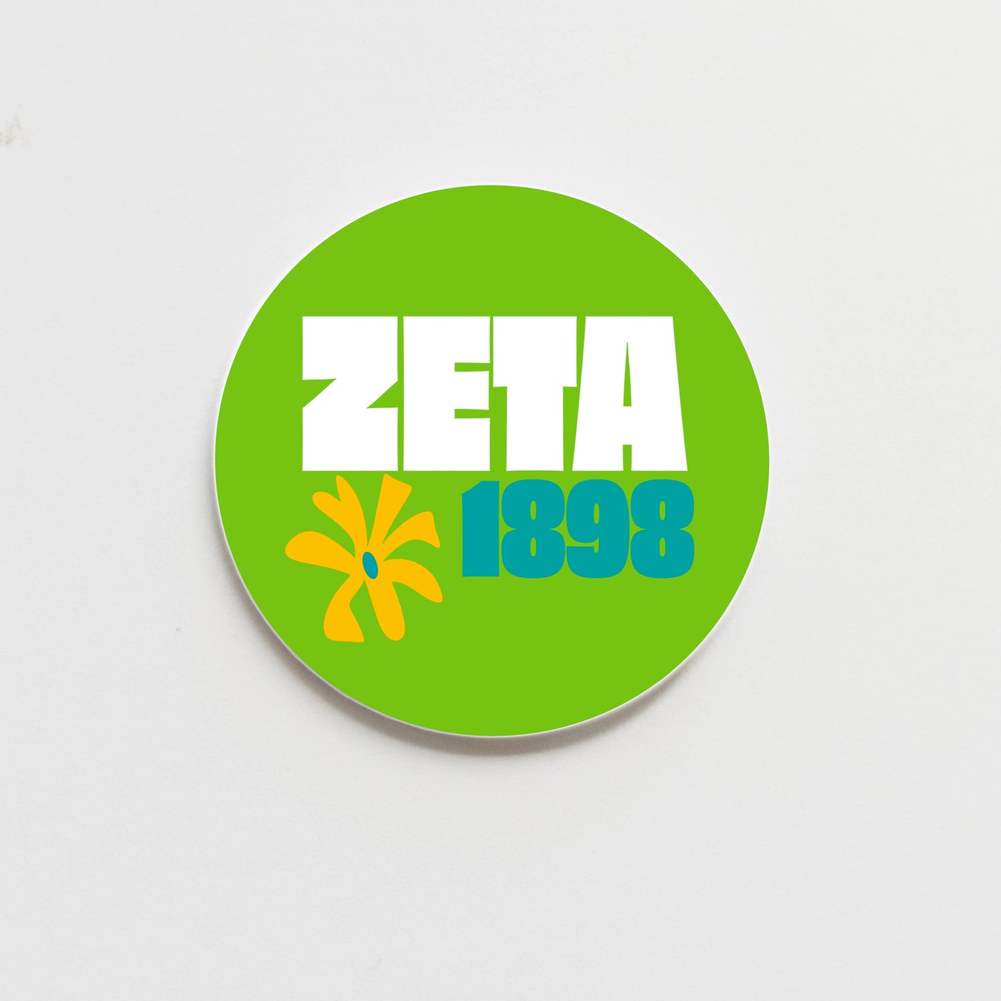 Zeta Tau Alpha Funky Floral Greek Button - 3.00 inch