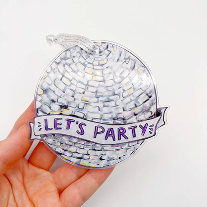 Home Malone - Disco Ball Let's Party Ornament - Mirror Ball Indoor Decor