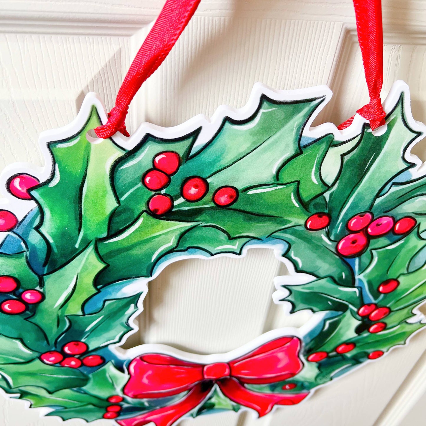 Home Malone - Holly Holiday Wreath Door Hanger - Christmas Outdoor Decor