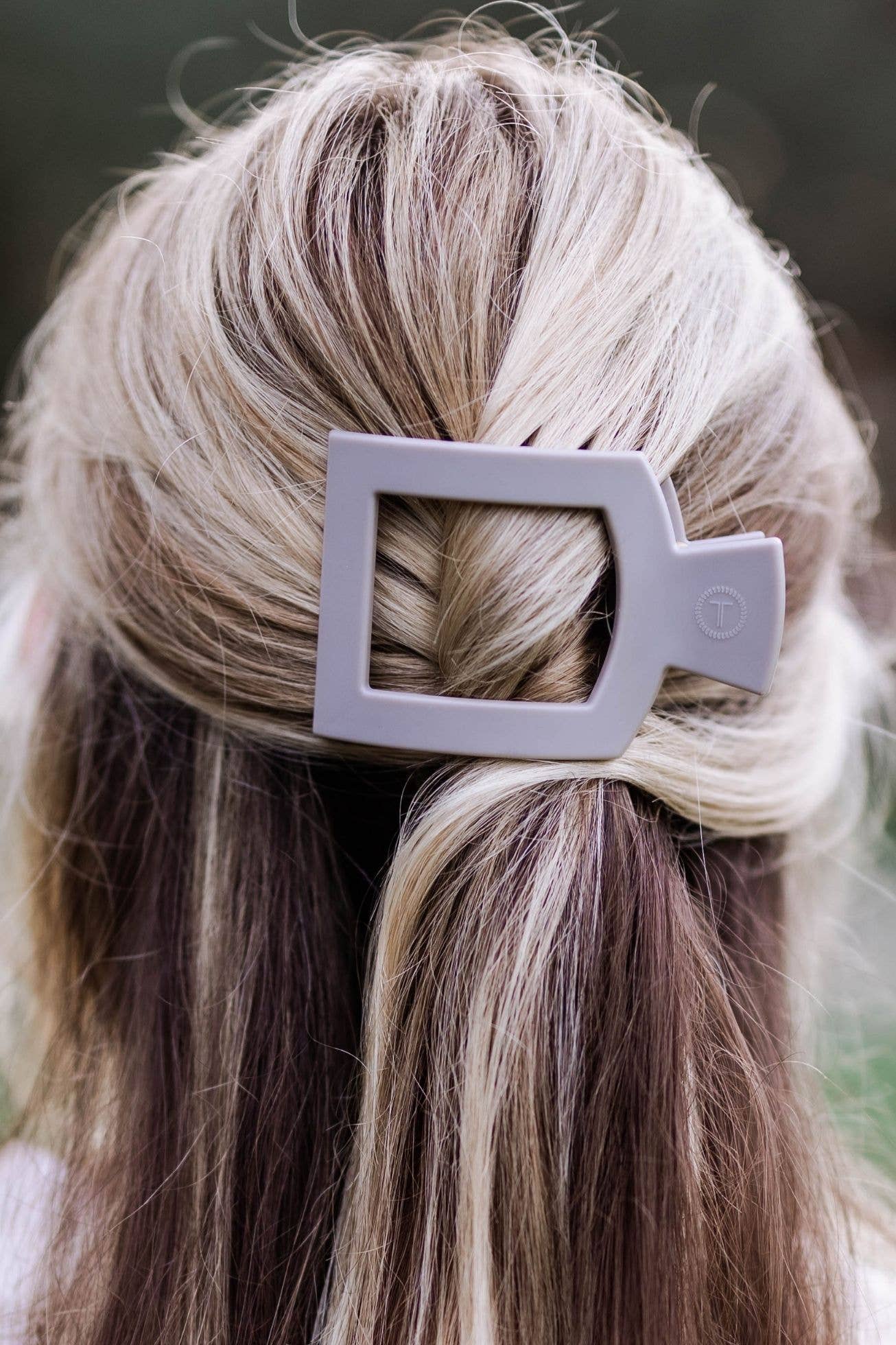 TELETIES - Square Flat Hair Clip | Med. | Silver Flames