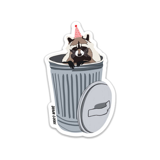 Raccoon trash can sticker