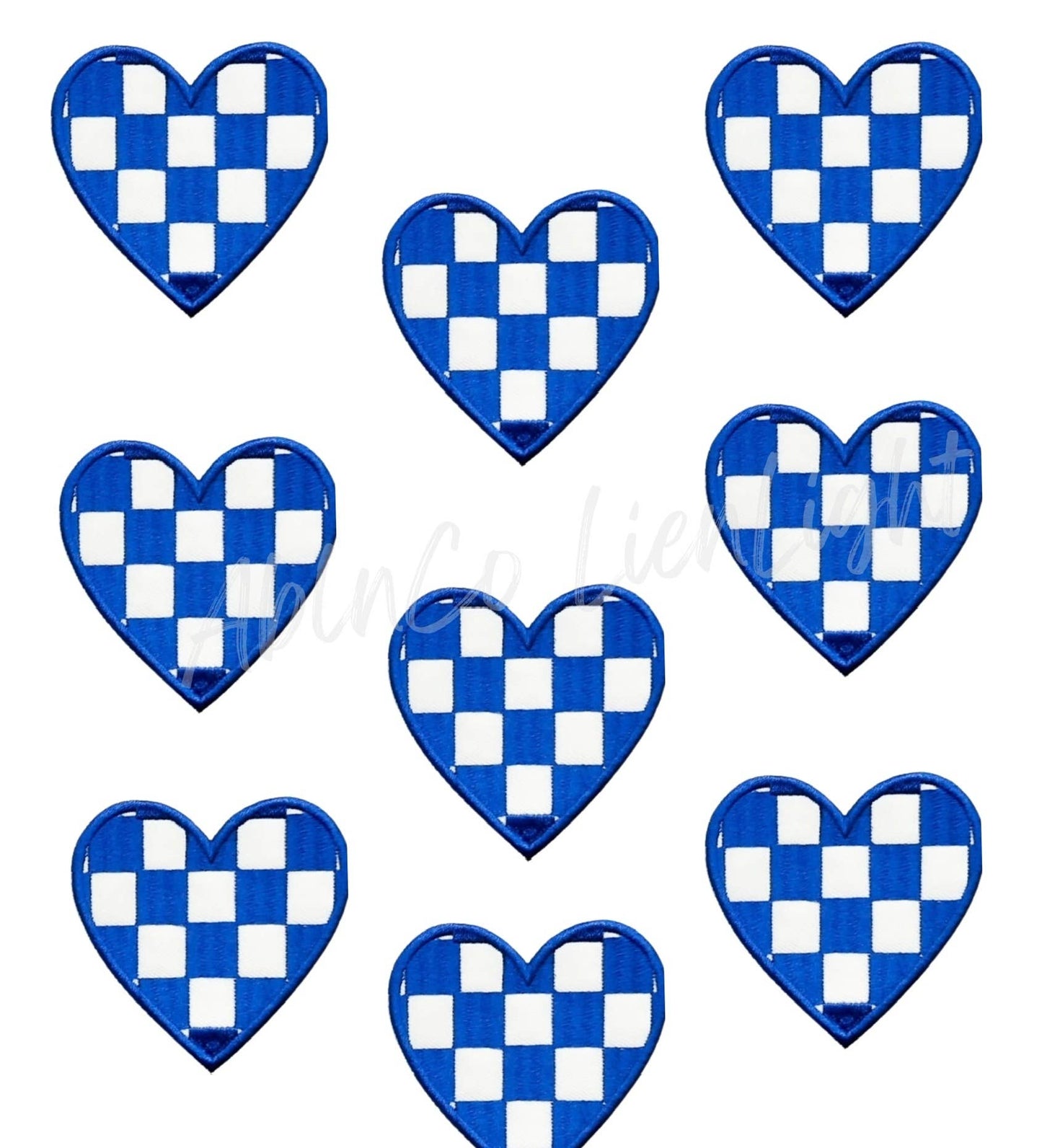 Royal Blue Checkered Heart Patch