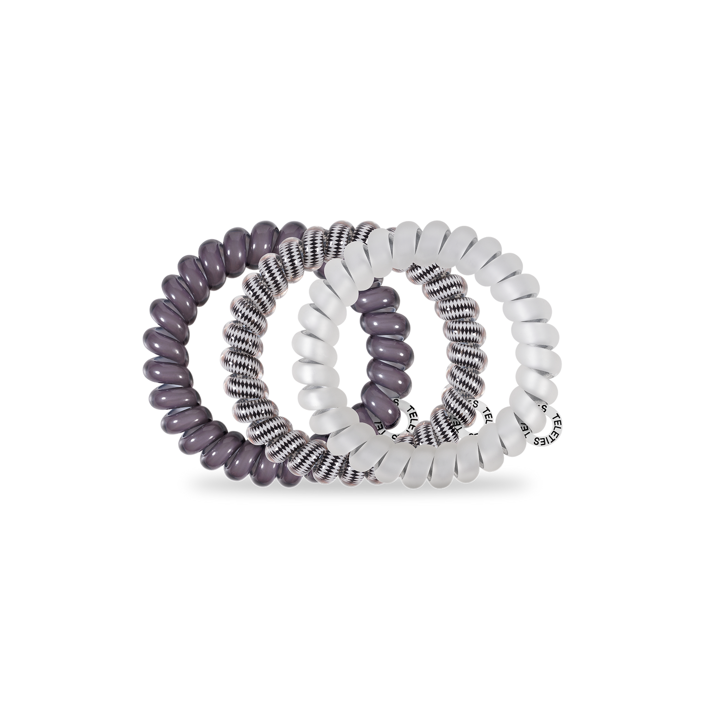 TELETIES - Spiral Hair Coils | Large | Silver Flames Hair Ties