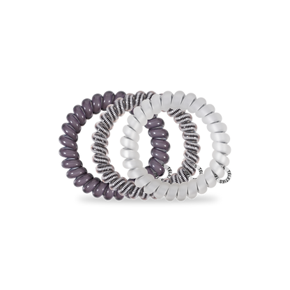 TELETIES - Spiral Hair Coils | Large | Silver Flames Hair Ties