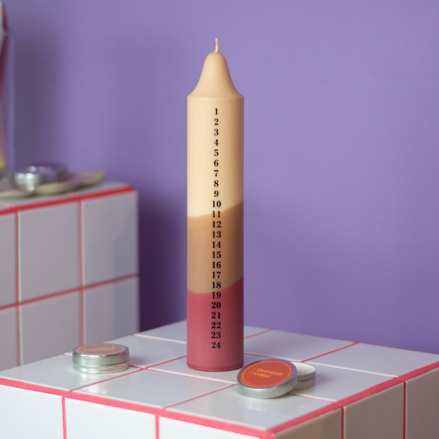 Advent Candle, Christmas Calendar - Pastel Mix