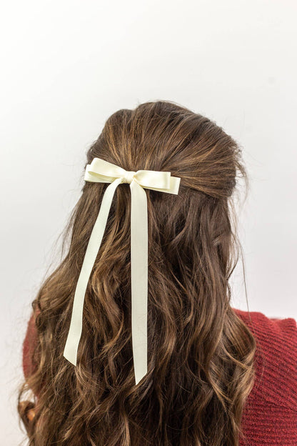 Grace & Grandeur Micro Alice Matte Satin Bow Barrette