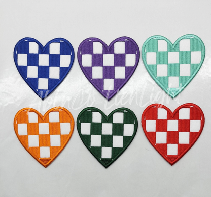 Royal Blue Checkered Heart Patch