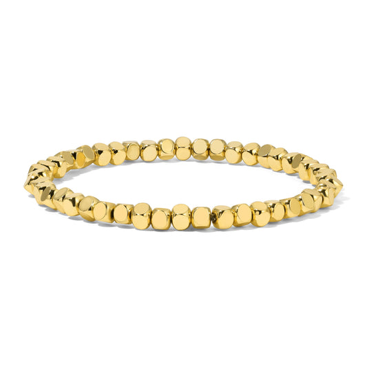 Medium (4mm) Cube Bead Bracelet - Gold