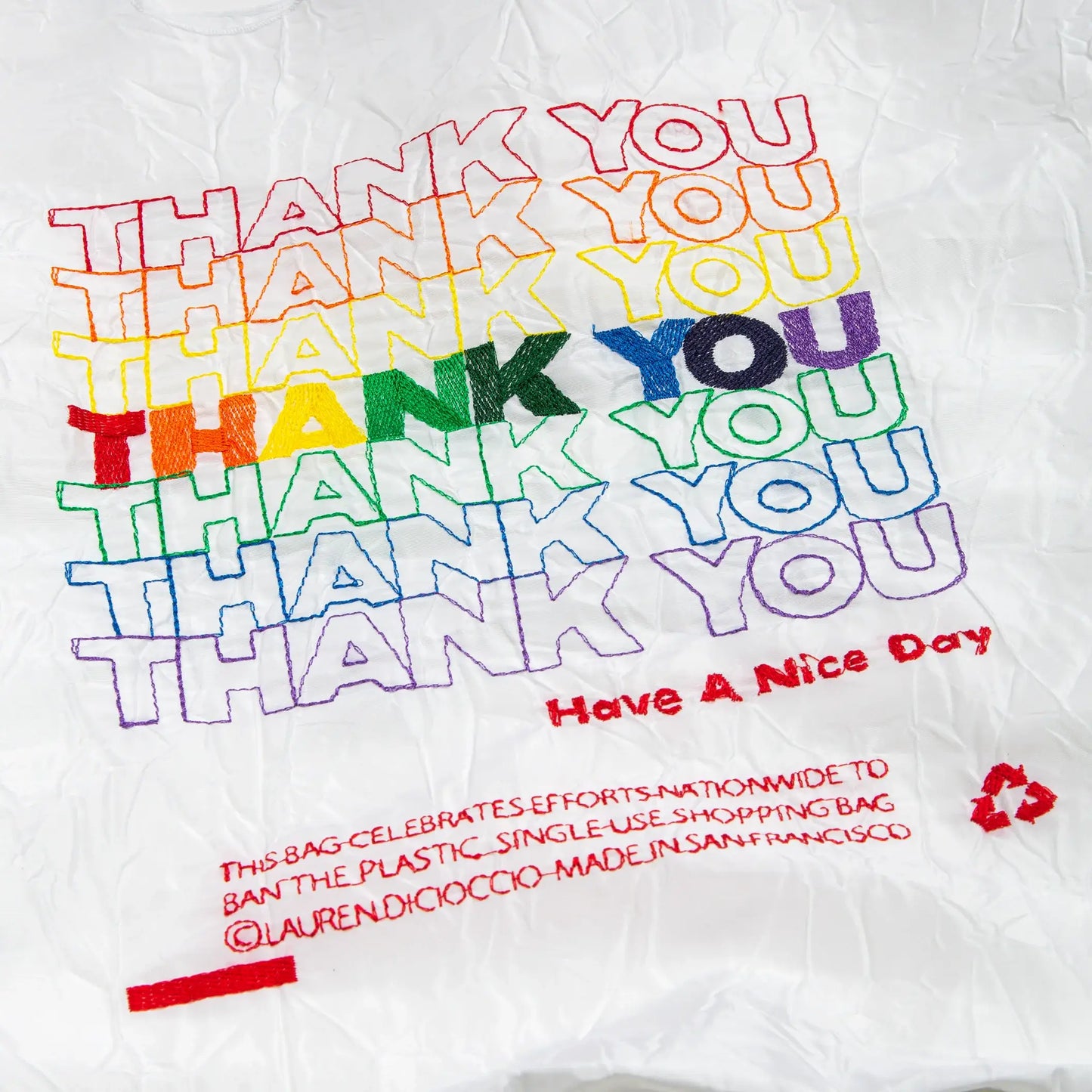 Thank You Tote // Rainbow TYTY On White // Lauren DiCioccio