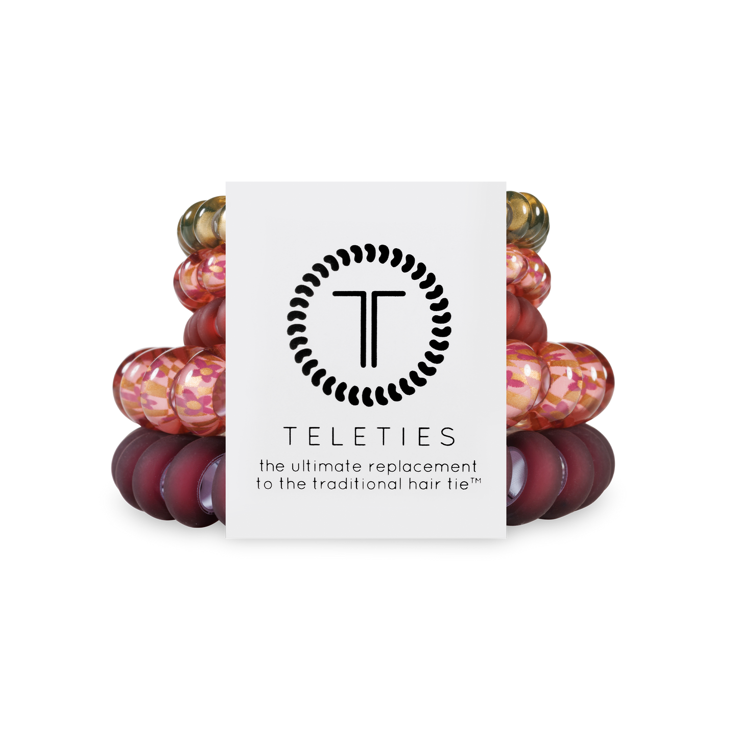 TELETIES - Spiral Hair Coils | Mixed Pack | Burgundy Bliss Hair Ties