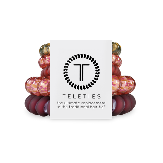 TELETIES - Spiral Hair Coils | Mixed Pack | Burgundy Bliss Hair Ties