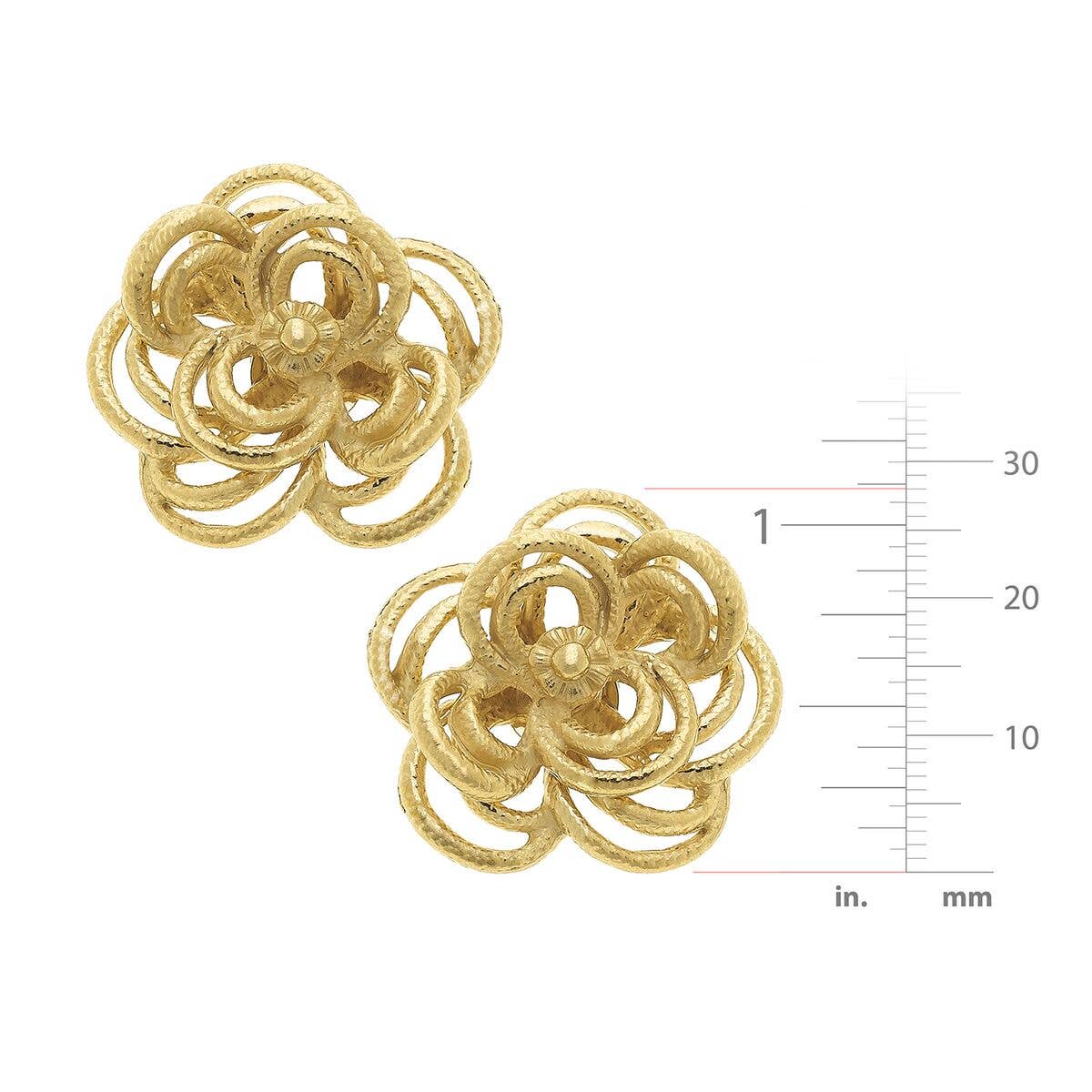 Gold Open Flower Studs