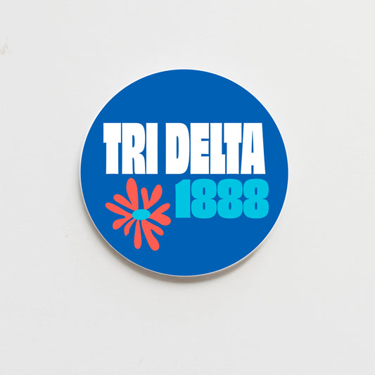 Tri Delta Funky Floral Greek Button - 3.00 inch